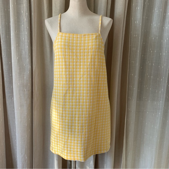 ZARA YELLOW GINGHAM MINI DRESS - Picture 1 of 12